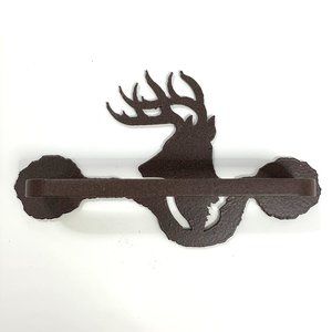 Whitetail Deer Metal Rustic Lodge Drawer Pull Reversible Brown Powder Coat